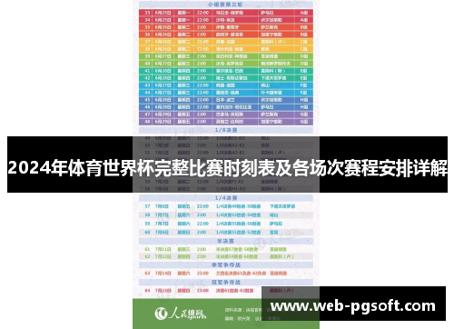 2024年体育世界杯完整比赛时刻表及各场次赛程安排详解